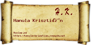 Hanula Krisztián névjegykártya